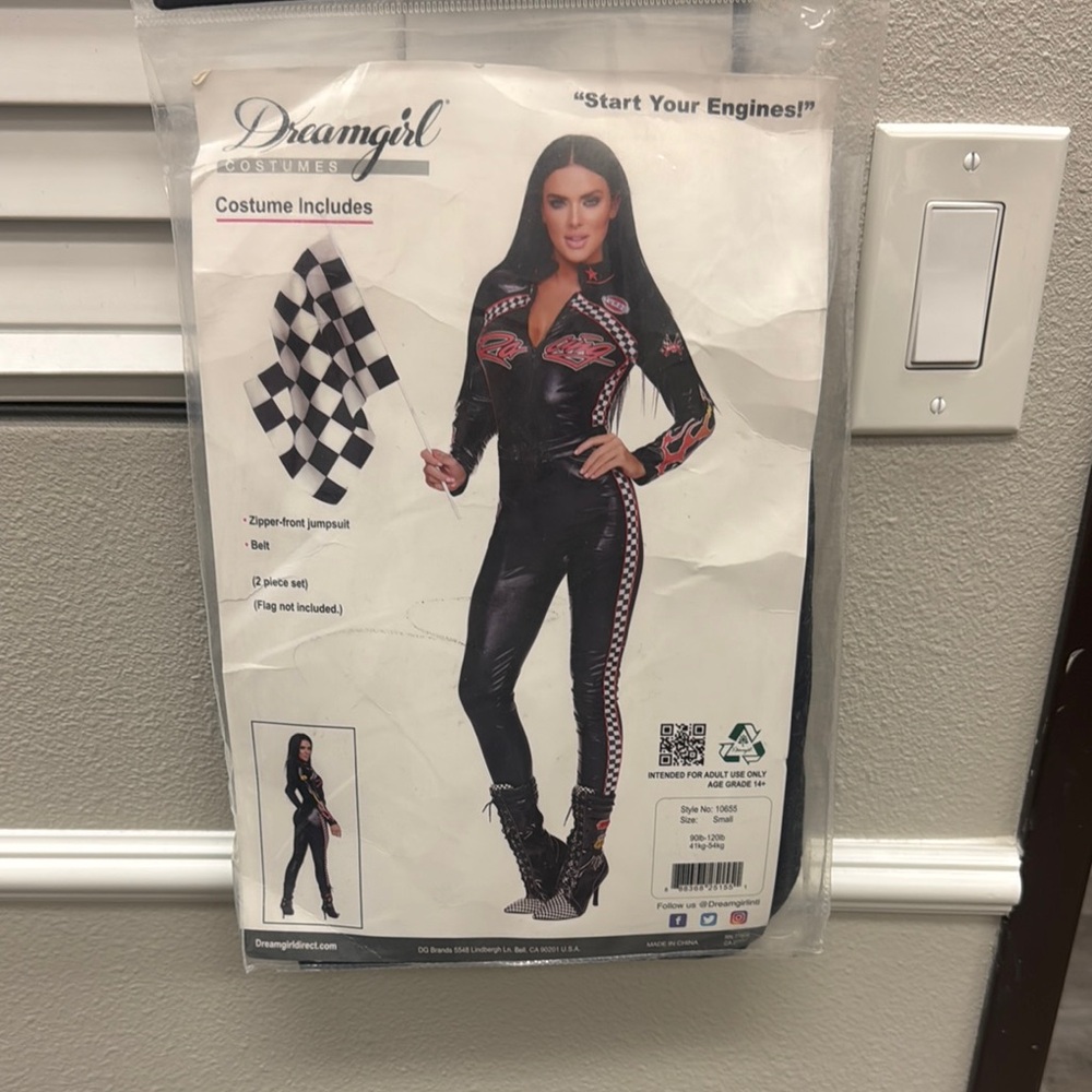 Dreamgirl Black and Red Racing Jumpsuit